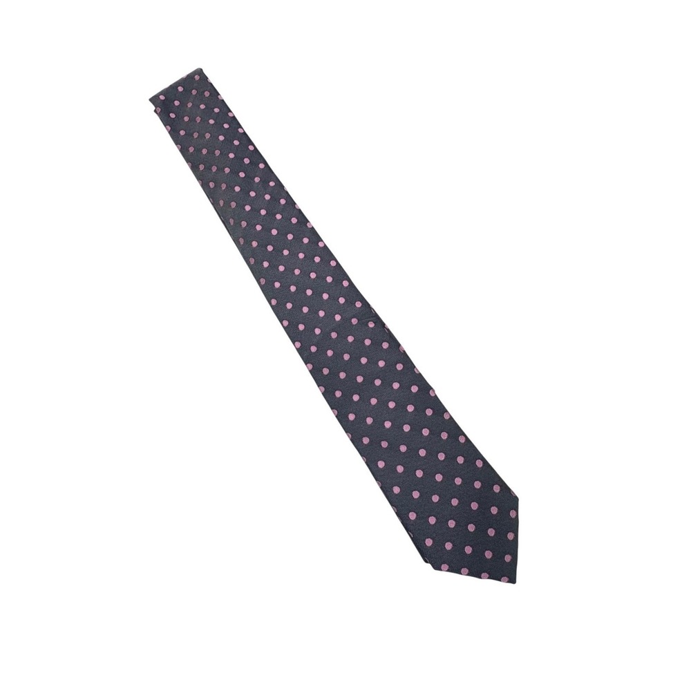 Vineyard Vines Handpicked By Shep & Ian Mens Silk Tie Pink Polka Dot Gray Preppy